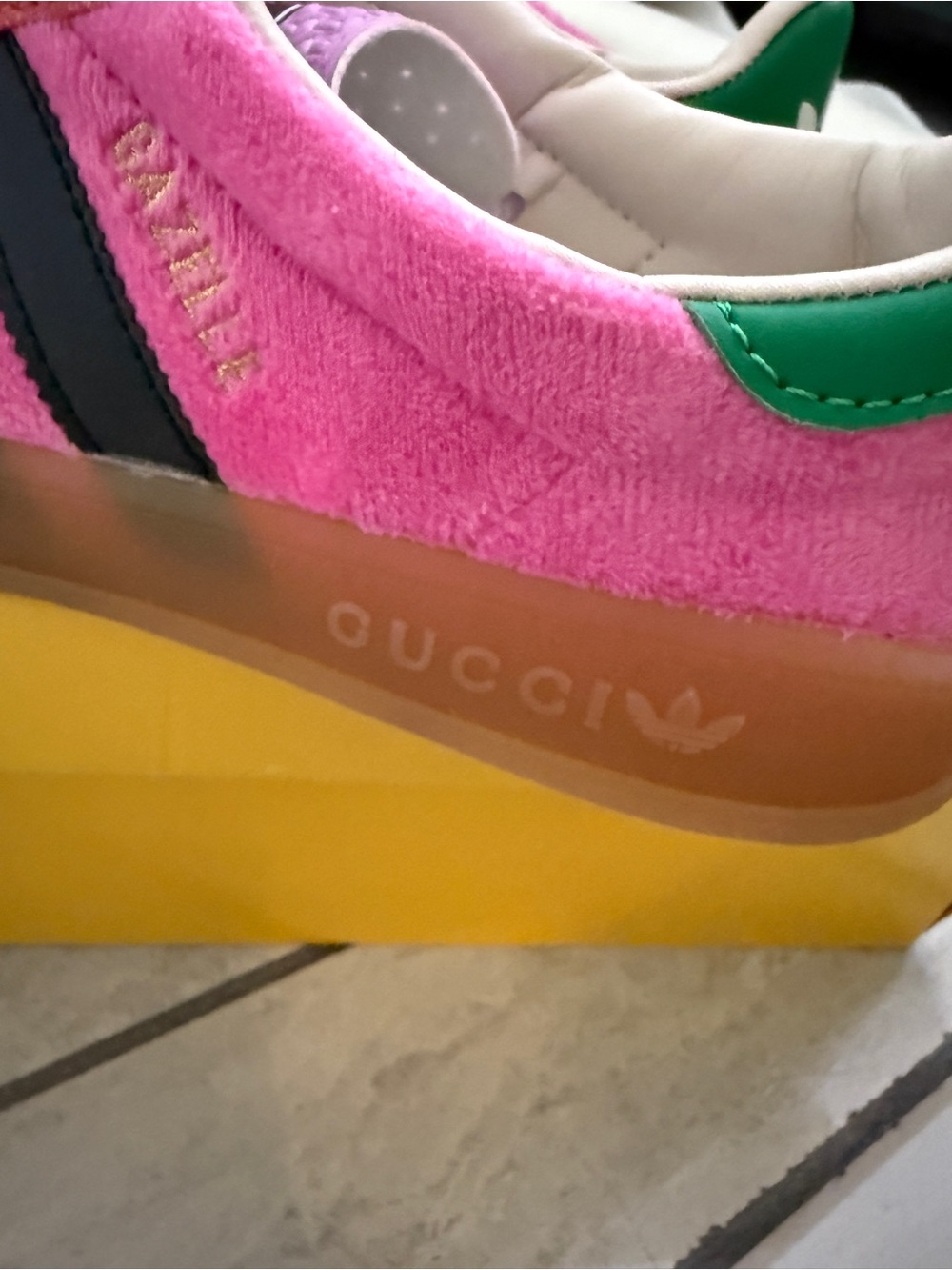 adidas Pink and Black Gazelle Sneakers with Green Heel Tab | US size 7 - Picture 14 of 15